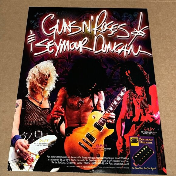 Guns N' Roses - Slash / Duff / Gilby - SEYMOUR DUNCAN PICKUPS - 1994 Print Ad - Picture 1 of 1